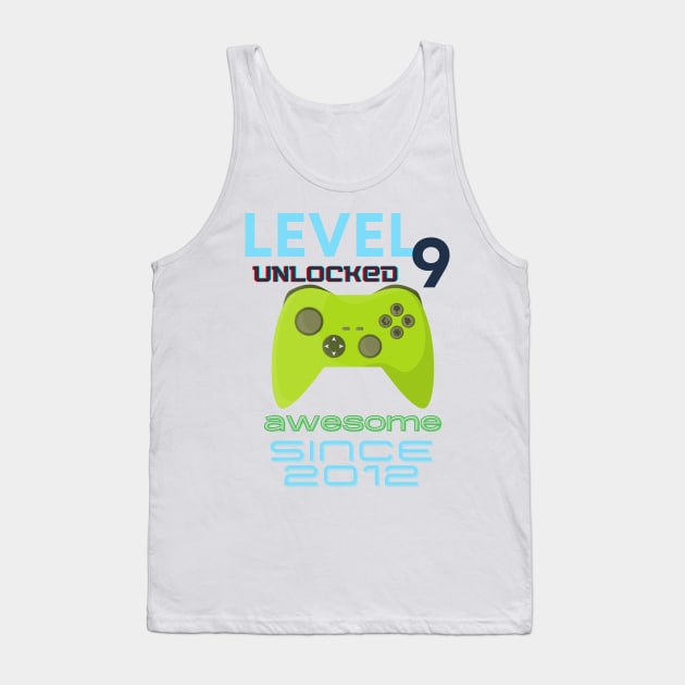 Level 9 Unlocked Awesome 2012 Video Gamer Tank Top by Fabled Rags 